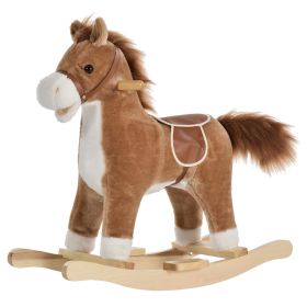 Plush Rocking Horse with Sounds, Wooden Rockers & Base for Toddlers 36-72 Months, Cozy Toddler Rocking Chair