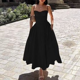 French-style Elegant Retro-style Dopamine Dress With A Strapless Design (Color: black, size: L)