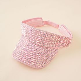 New fashion hat women's rhinestone empty top hat casual sunshade summer fashion diamond-studded personality tongue hat empty top hat (Color: Pink)
