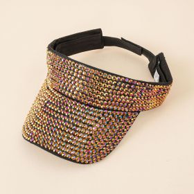 New fashion hat women's rhinestone empty top hat casual sunshade summer fashion diamond-studded personality tongue hat empty top hat (Color: black-color)