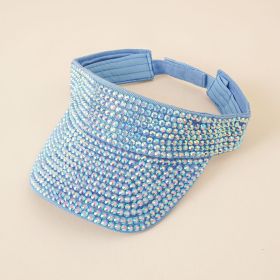 New fashion hat women's rhinestone empty top hat casual sunshade summer fashion diamond-studded personality tongue hat empty top hat (Color: Blue)