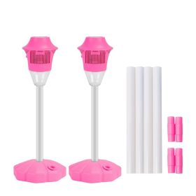 2Pack 3 In 1 Standing Bubble Machines with Colorful Lights and Music Rechargeable Bubble Maker Stands with 2 Modes 3 Adjustable Height for Party (Color: Pink)