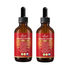 WINYEL Cayenne Pepper Drops Herbal Supplement, Hawthorn Berry, Vitamin D3 K2, Beet Root, Ceylon Cinnamon, Turmeric & Berberine Extract, 60ML (QTY: 2 PCS)