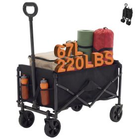 Foldable trolley, with wheels, foldable, large capacity, 330 pounds, multi-functional trolley, heavy-duty design, with elastic handles (Color: black/5in)