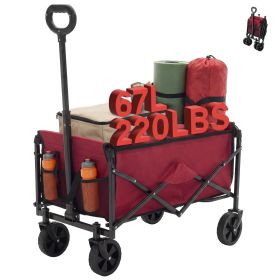 Foldable trolley, with wheels, foldable, large capacity, 330 pounds, multi-functional trolley, heavy-duty design, with elastic handles (Color: red/5in)