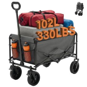 Foldable trolley, with wheels, foldable, large capacity, 330 pounds, multi-functional trolley, heavy-duty design, with elastic handles (Color: grey/7in)