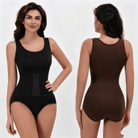 Women's Must-Have Tummy Control Bodysuit Shapewear - Waist Trainer, Butt Lifter & Seamless Compression Faja, Open Crotch (Color: 2-piece Set (Black + Brown), size: M)