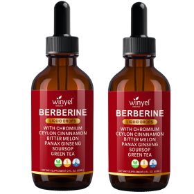 WINYEL Organic Ceylon Cinnamon Berberine Liquid Drops Supplement with Bitter Melon Extract, Glucomannan, Gymnema, Chromium, Turmeric (QTY: 2 PCS)